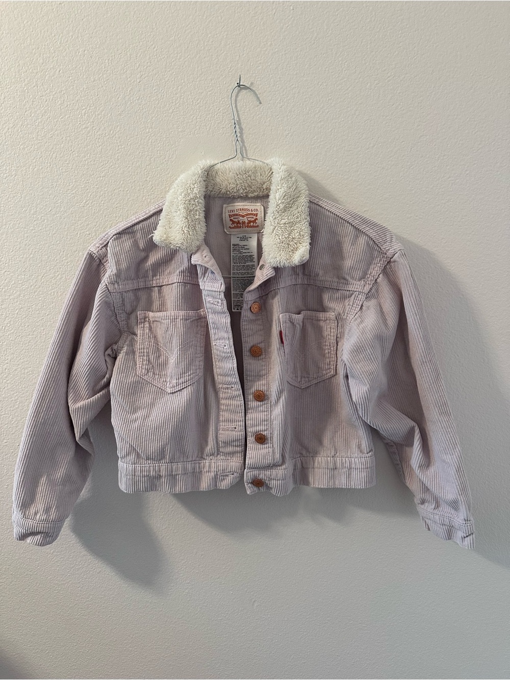 Levi's Kids Corduroy Jacket with Sherpa Collar in Pale Pink